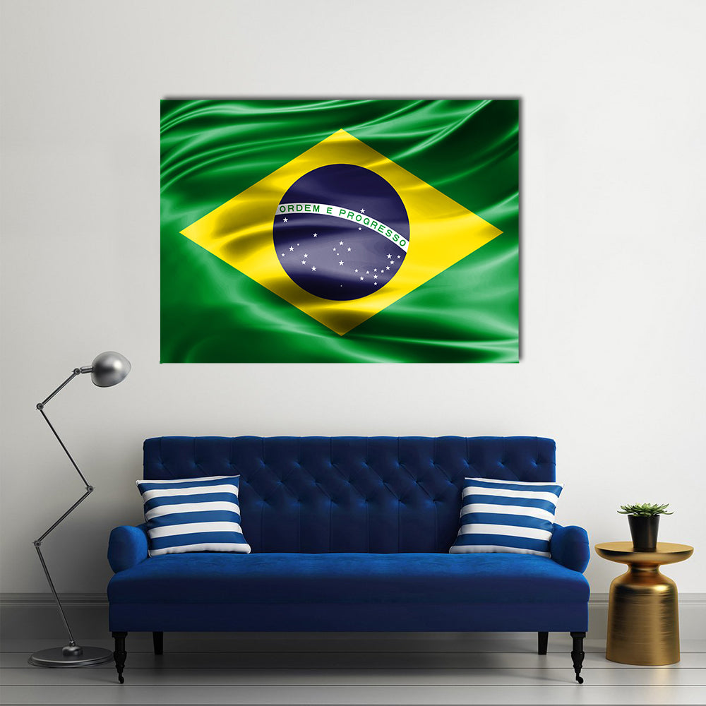 Grunge Colorful Background For Flag Of Brazil Multi Panel Canvas Wall Art