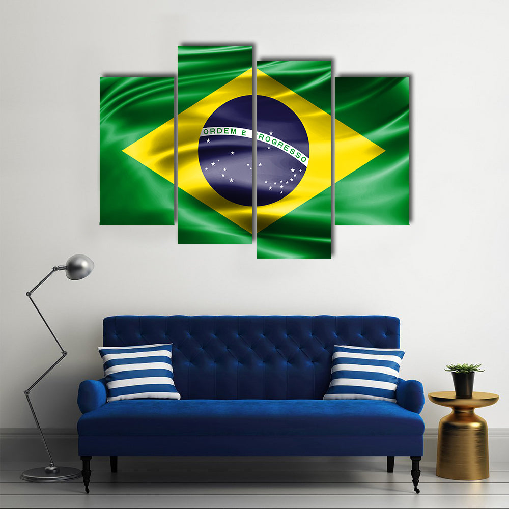 Grunge Colorful Background For Flag Of Brazil Multi Panel Canvas Wall Art