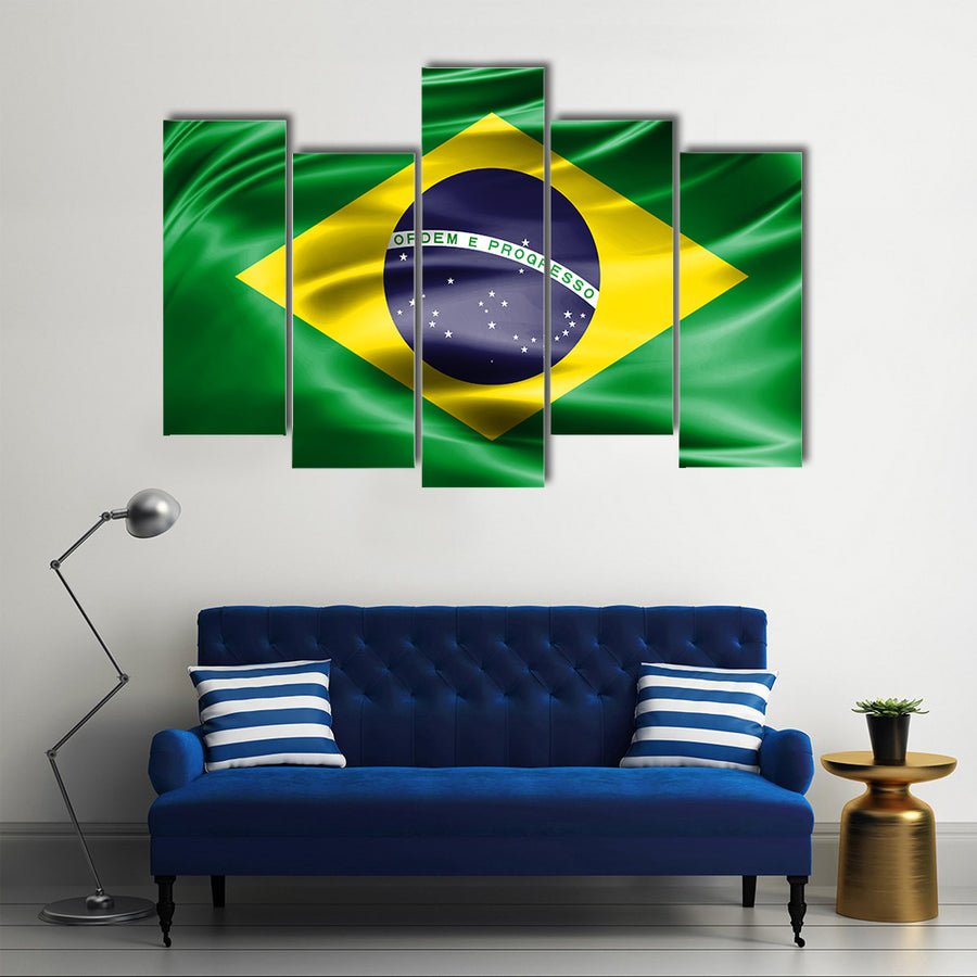 Grunge Colorful Background For Flag Of Brazil Multi Panel Canvas Wall Art