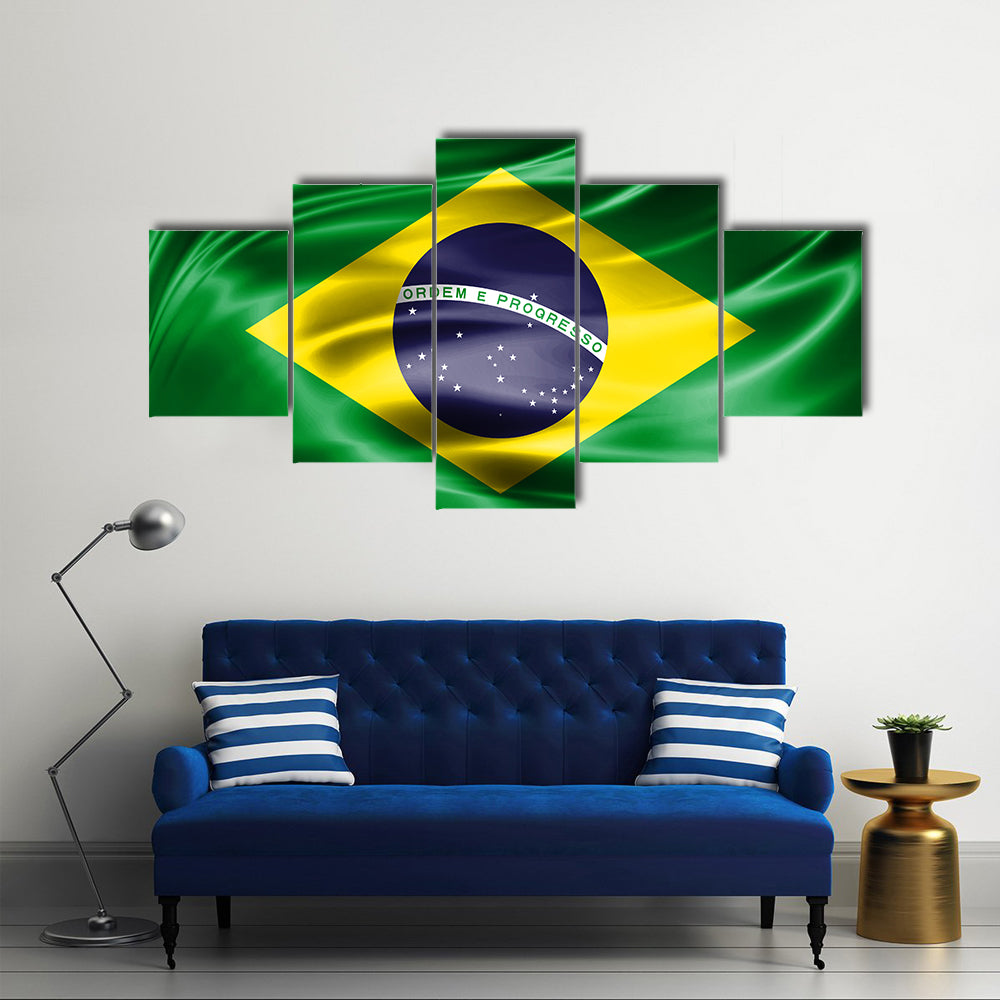 Grunge Colorful Background For Flag Of Brazil Multi Panel Canvas Wall Art