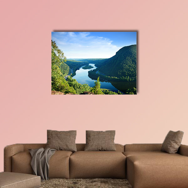 Mountain peak view with blue sky from Delaware Water Gap, canvas wall art
