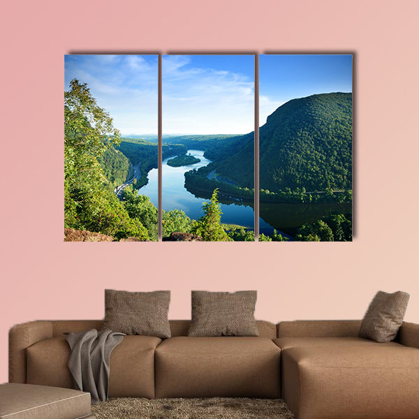 Mountain peak view with blue sky from Delaware Water Gap, canvas wall art