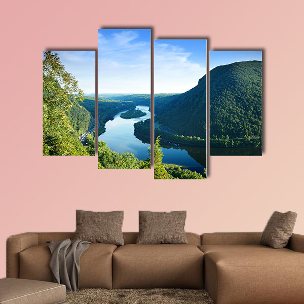Mountain peak view with blue sky from Delaware Water Gap, canvas wall art
