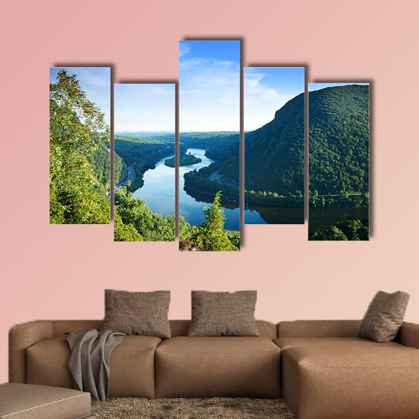 Mountain peak view with blue sky from Delaware Water Gap, canvas wall art
