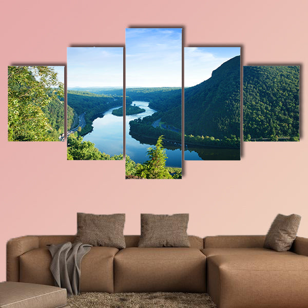 Mountain peak view with blue sky from Delaware Water Gap, canvas wall art