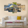 Pride of white lions at zoo of Tunisia Multi panel canvas wall art