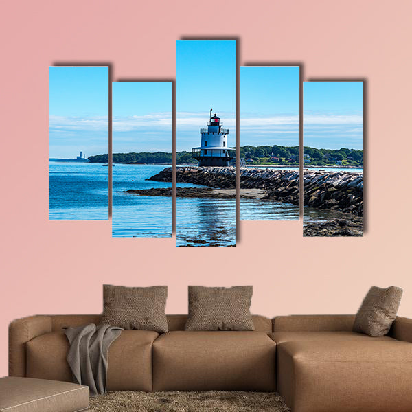 Sparkplug lighthouse in South Portland, main shipping Multi panel canvas wall art.