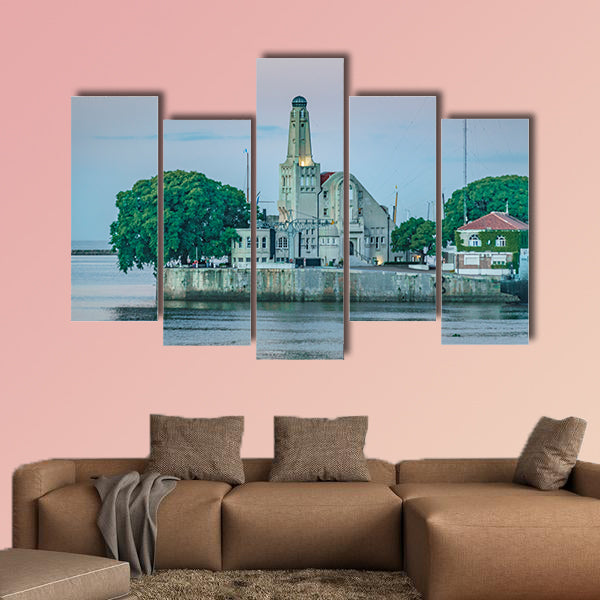 Old style buildings located at border in Argentina multi panel canvas wall art