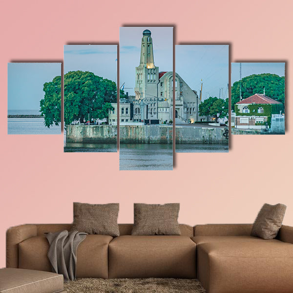 Old style buildings located at border in Argentina multi panel canvas wall art