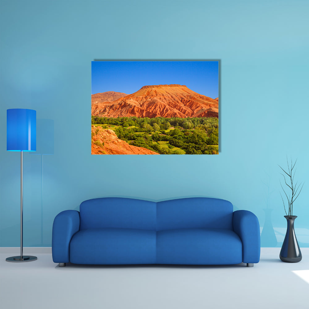 The Impressive red hill over an oasis in Dades Valley, Morocco multi panel canvas wall art