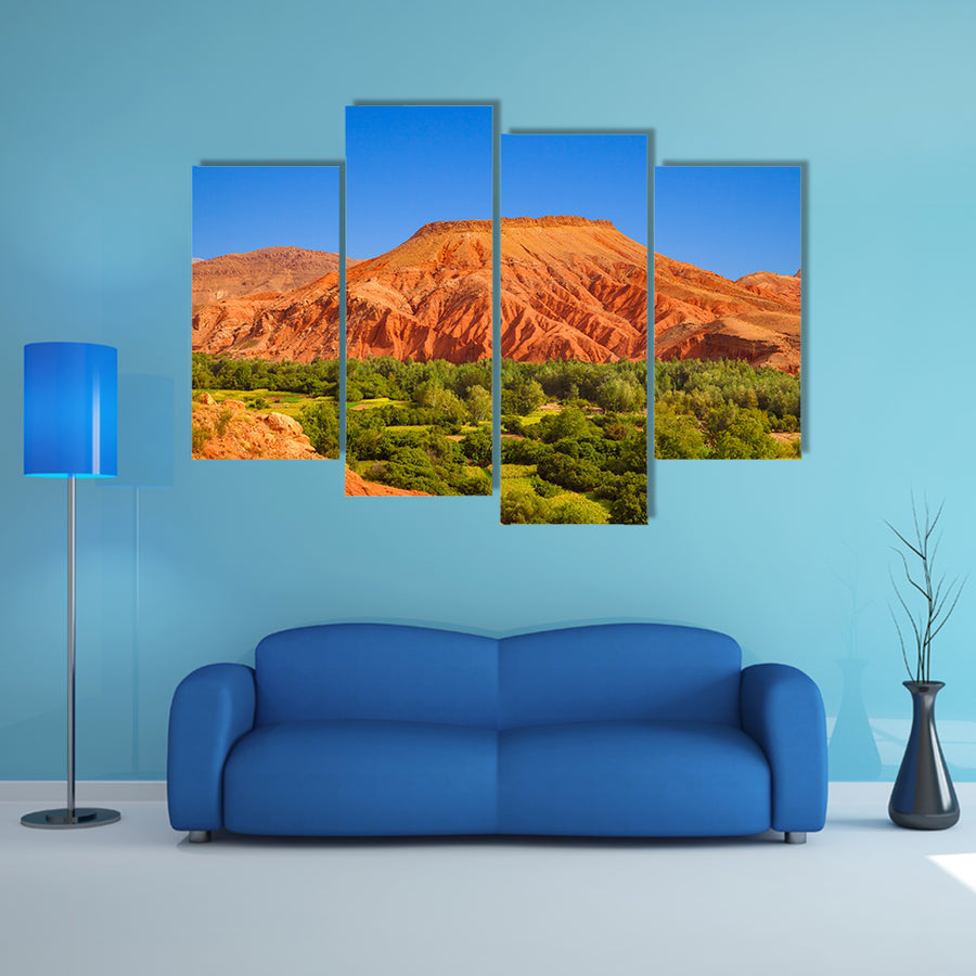 The Impressive red hill over an oasis in Dades Valley, Morocco multi panel canvas wall art