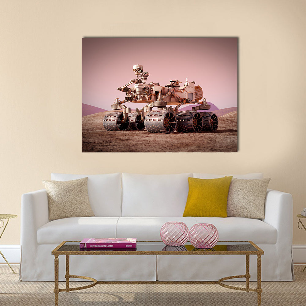 Mars rover on the Mars. 3d rendering  multi Panel Canvas Wall Art