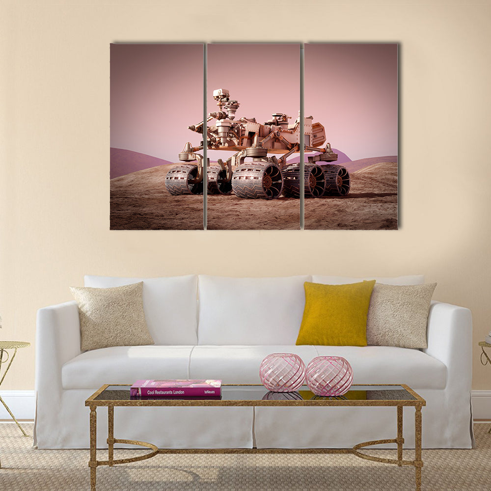 Mars rover on the Mars. 3d rendering  multi Panel Canvas Wall Art
