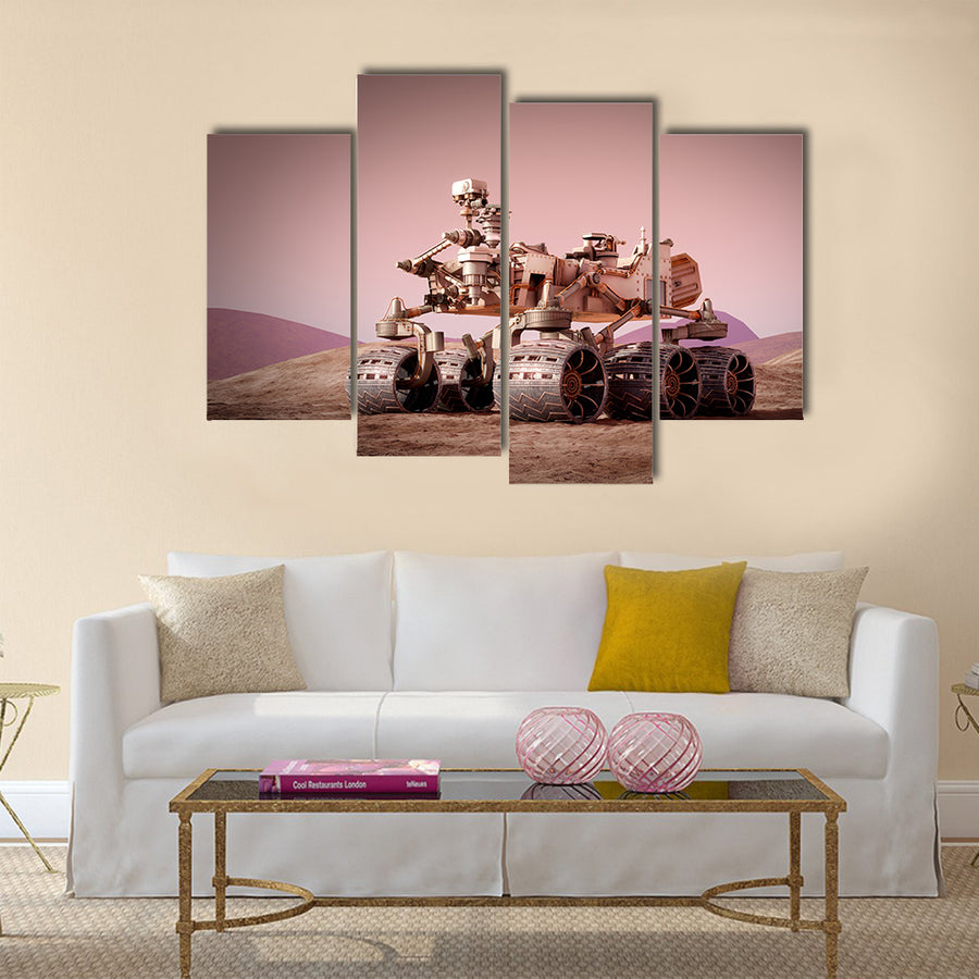Mars rover on the Mars. 3d rendering  multi Panel Canvas Wall Art