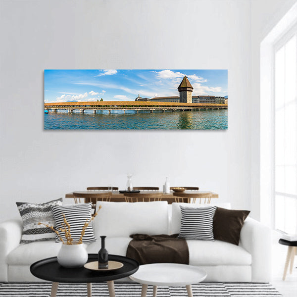 Famous Chapel bridge in Lucerne , Switzerland panoramic canvas wall art