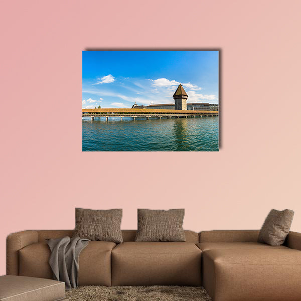 Panorama of Famous Chapel Bridge in Lucerne multi panel canvas wall art