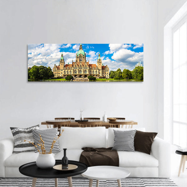 New City Hall in Hannover, Germany panoramic canvas wall art