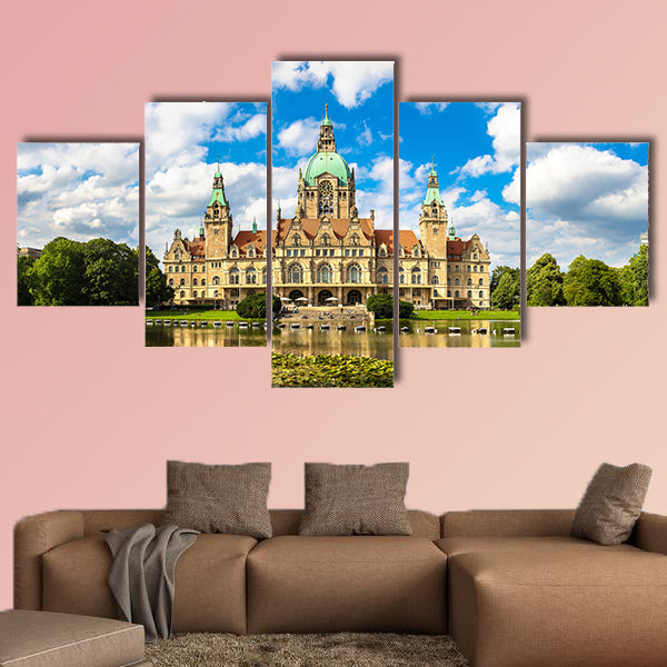 Panorama of New City Hall in Hannover in a Germany wall art