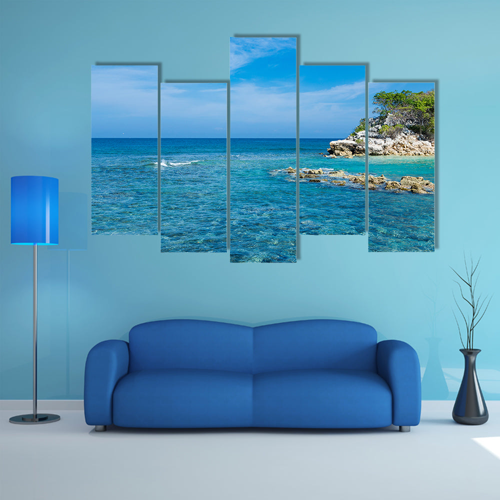Clear Caribbean Water off Tropical Island of Haiti Multi panel canvas wall art