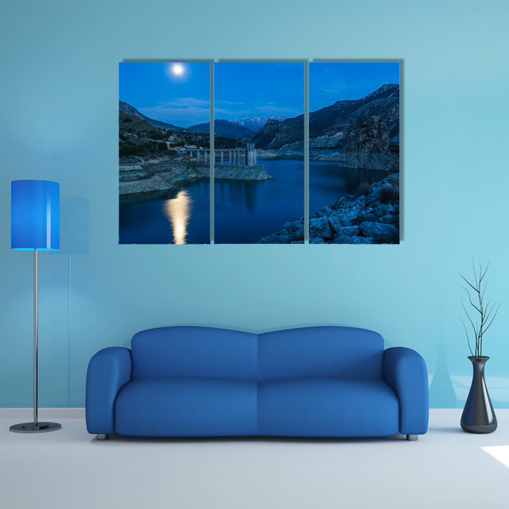 Embalse de Canales in Granada, Spain at evening multi panel canvas wall art