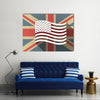 United Kingdom flag with the Unites States of America waving in the air Multi panel canvas wall art