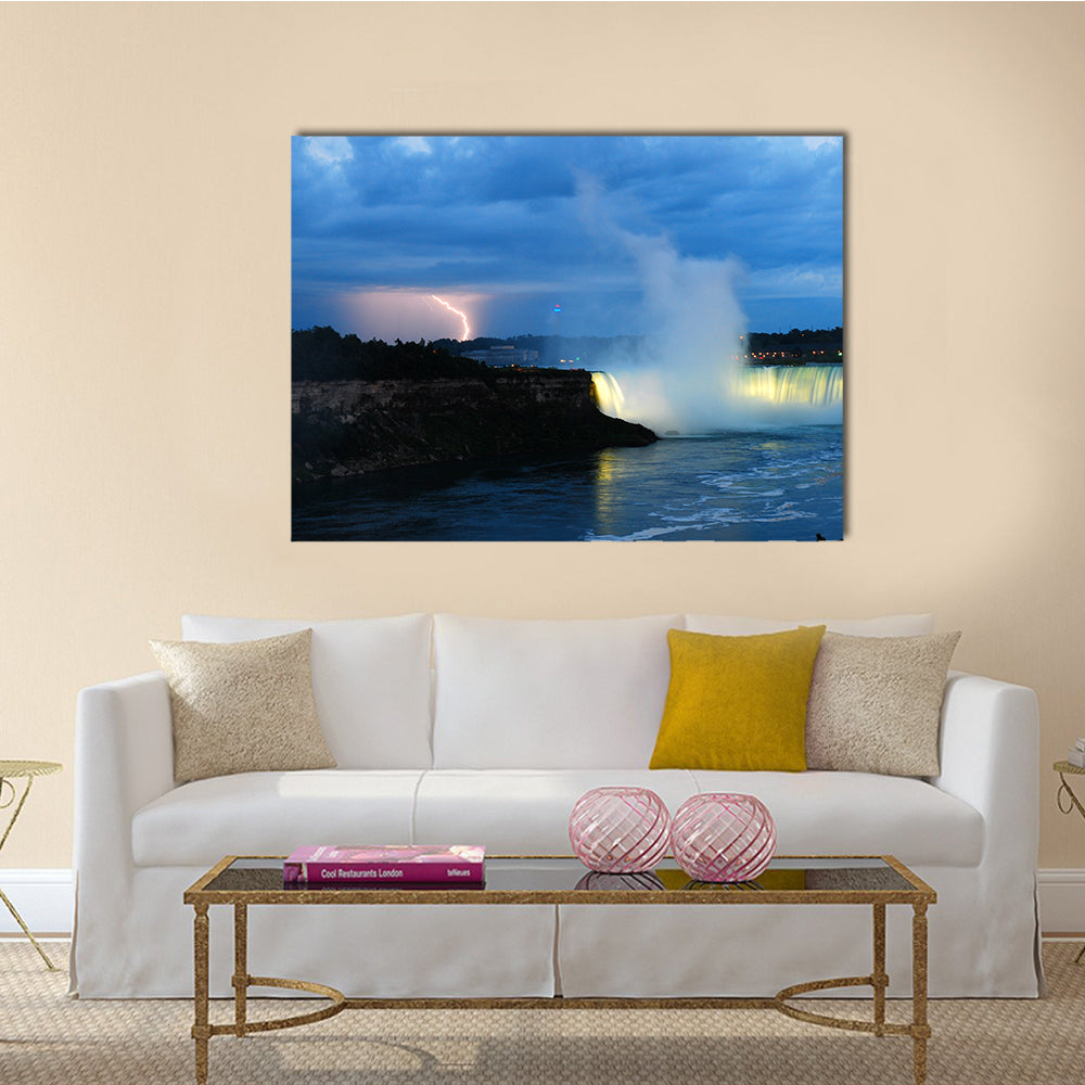Beautiful view of Storm over Niagara Multi Panel Canvas Wall Art