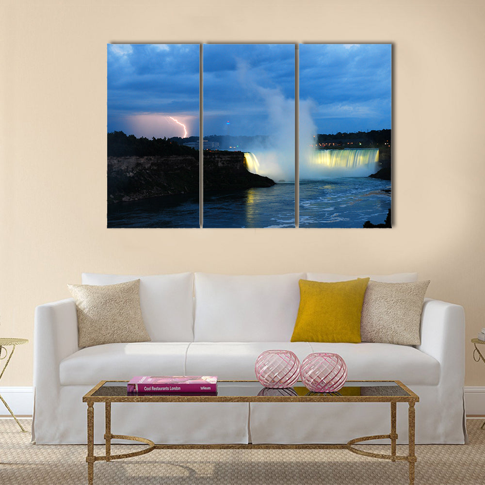 Beautiful view of Storm over Niagara Multi Panel Canvas Wall Art