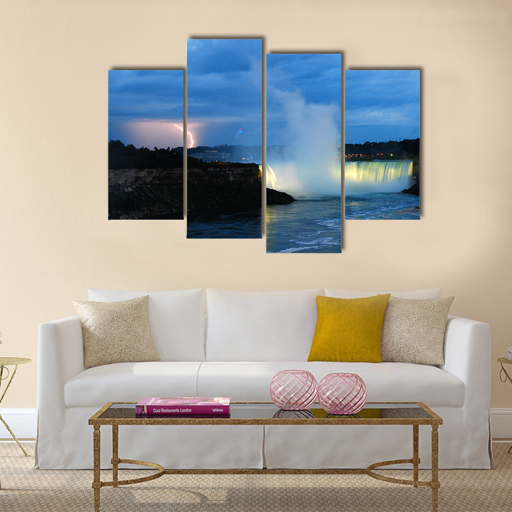 Beautiful view of Storm over Niagara Multi Panel Canvas Wall Art