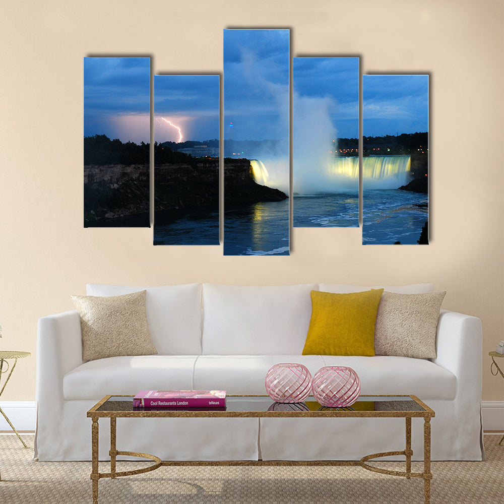 Beautiful view of Storm over Niagara Multi Panel Canvas Wall Art