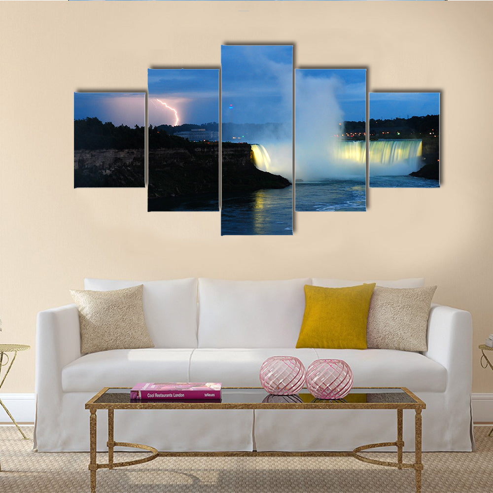 Beautiful view of Storm over Niagara Multi Panel Canvas Wall Art