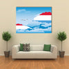 The Flag Along With the Clouds And Airplane Flying, Multi Panel Canvas Wall Art