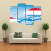 The Flag Along With the Clouds And Airplane Flying, Multi Panel Canvas Wall Art