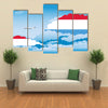 The Flag Along With the Clouds And Airplane Flying, Multi Panel Canvas Wall Art