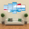 The Flag Along With the Clouds And Airplane Flying, Multi Panel Canvas Wall Art