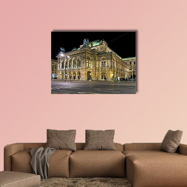 Night view of Vienna State Opera multi panel canvas wall art