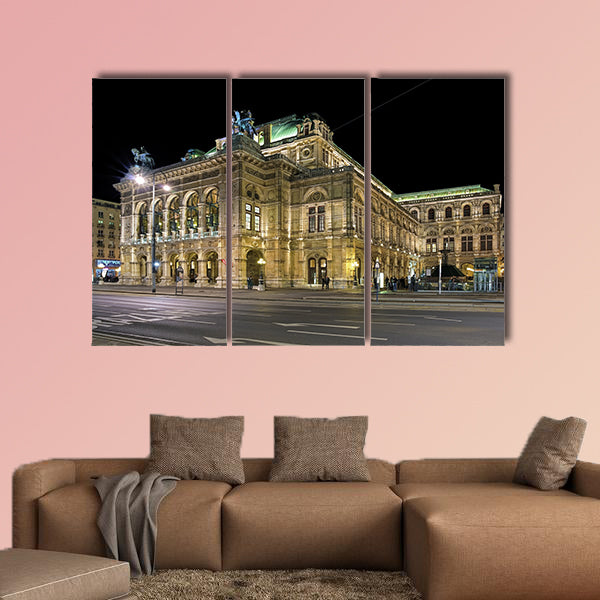 Night view of Vienna State Opera multi panel canvas wall art