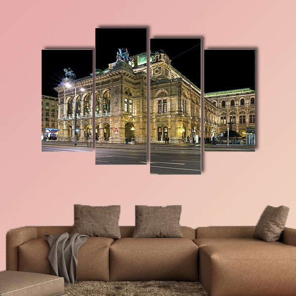 Night view of Vienna State Opera multi panel canvas wall art