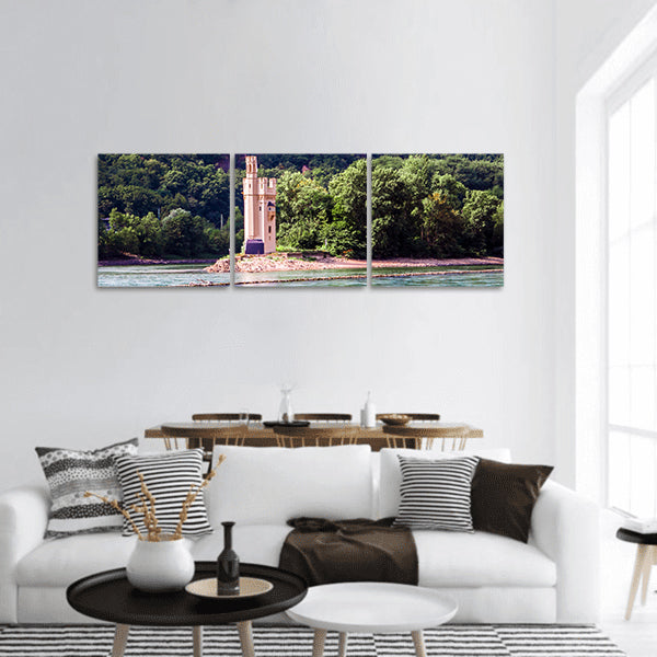 Mouse Tower is on island in the Rhine, Bingen Germany panoramic canvas wall art