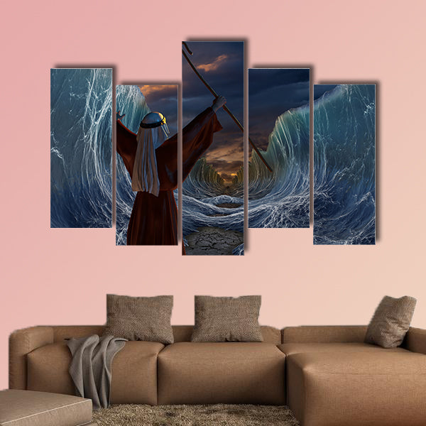 Moses Exodus Route, Crossing the red sea multi panel canvas wall art