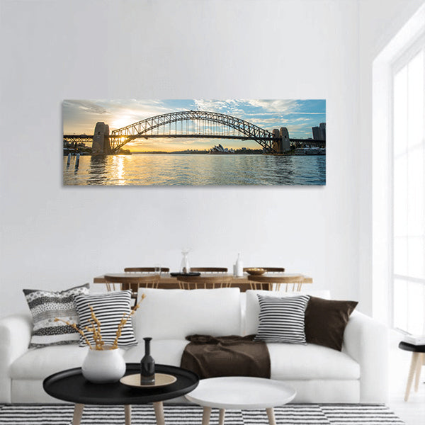 Sunrise from Sydney Harbor bridge panoramic canvas wall art