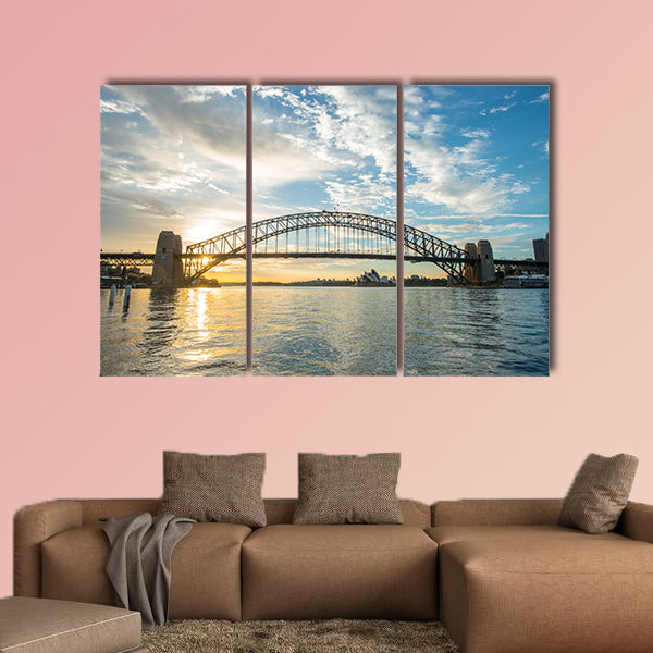 Beautiful sunrise from Sydney Harbor Bridge multi panel canvas wall art