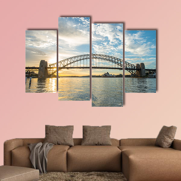 Beautiful sunrise from Sydney Harbor Bridge multi panel canvas wall art