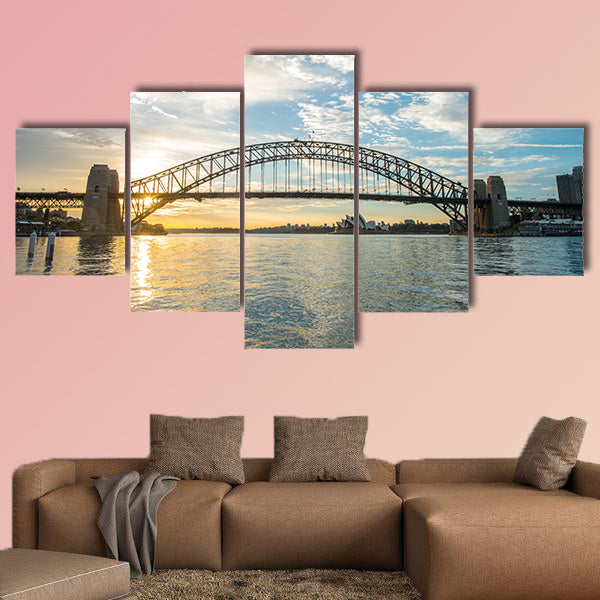 Beautiful sunrise from Sydney Harbor Bridge multi panel canvas wall art