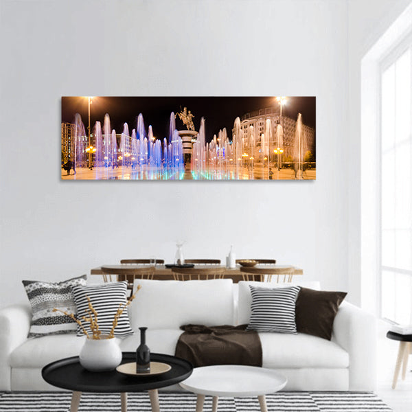 Dancing fountains panoramic canvas wall art
