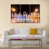 fountains illuminated at nigth multi panel canvas wall art