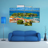 A Waterfront View With Mountains And Greenery Around Multi Panel Canvas Wall Art