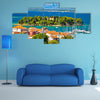 A Waterfront View With Mountains And Greenery Around Multi Panel Canvas Wall Art