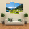 A Blue Party Tent In The Center Of The Mountain river On A hot Summer Day, Kyrgyzstan Multi Panel Canvas Wall Art