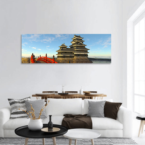 Japanese castle panoramic canvas wall art