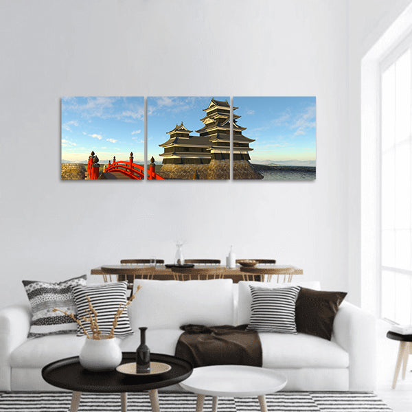 Japanese castle panoramic canvas wall art